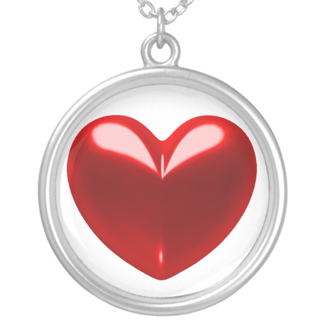 Heart - red silver plated necklace (Front)