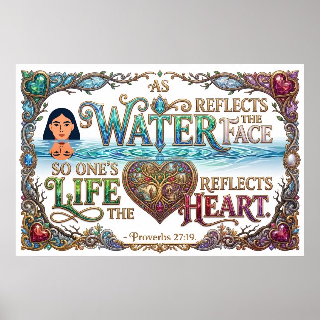 Heart Reflects True Self As Water Reflects Face Poster (Front)