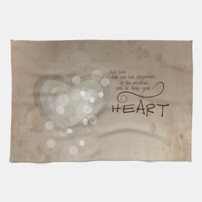 Heart Religious Encouragement, Grunge Kitchen Towel (Horizontal)