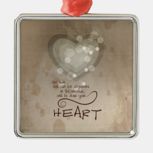 Heart Religious Encouragement, Grunge Metal Ornament
