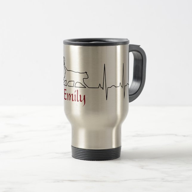 Heart rhythm EKG  cute cat Travel Mug (Front Right)