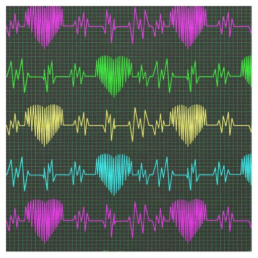 Heart rhythm iridescent ECG. Medical nurse doctor Fabric