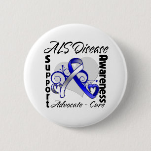 Heart Ribbon - ALS Disease Awareness Button
