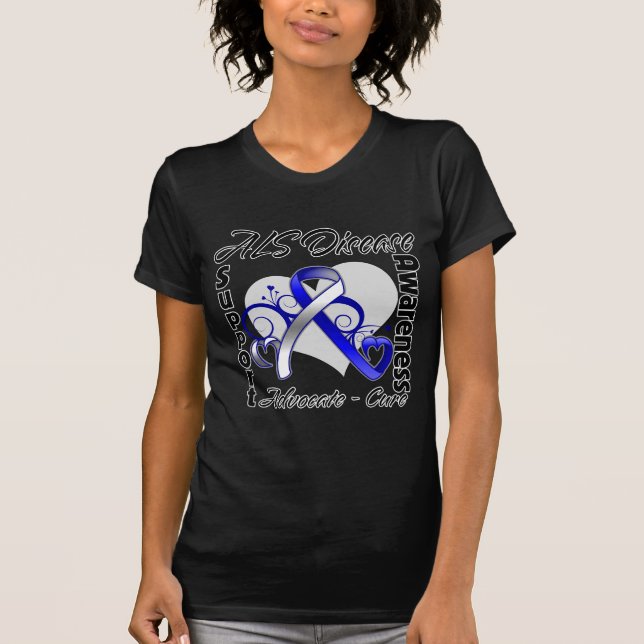 Heart Ribbon - ALS Disease Awareness T-Shirt (Front)