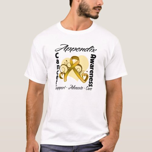 Heart Ribbon _ Appendix Cancer Awareness T_Shirt