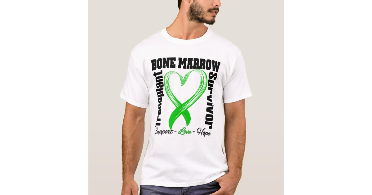 Heart Ribbon - Bone Marrow Transplant Survivor T-Shirt | Zazzle