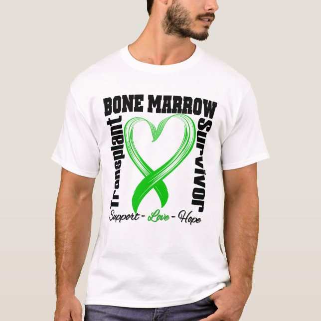 Heart Ribbon - Bone Marrow Transplant Survivor T-Shirt (Front)