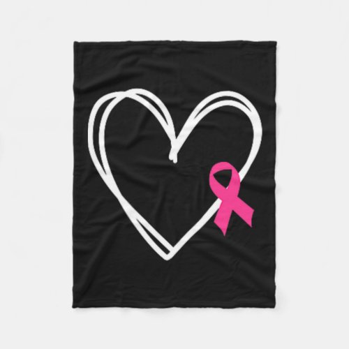 Heart Ribbon Breast Cancer Awareness Women Men Kid Fleece Blanket