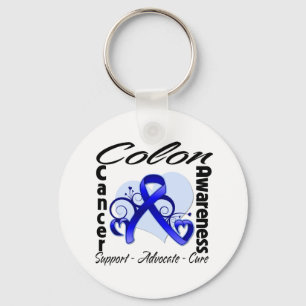Heart Ribbon - Colon Cancer Awareness Keychain