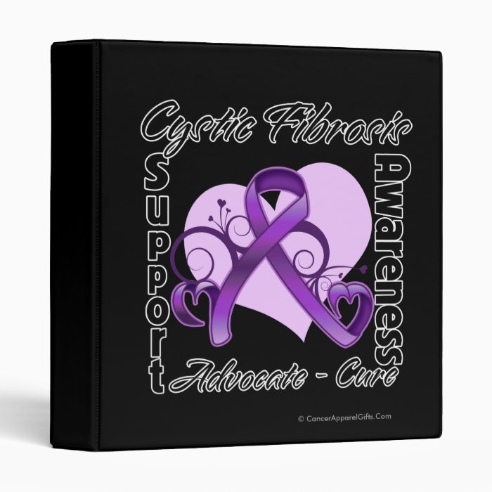 Heart Ribbon   Cystic Fibrosis Awareness 3 Ring Binder