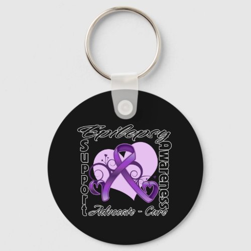 Heart Ribbon _ Epilepsy Awareness Keychain