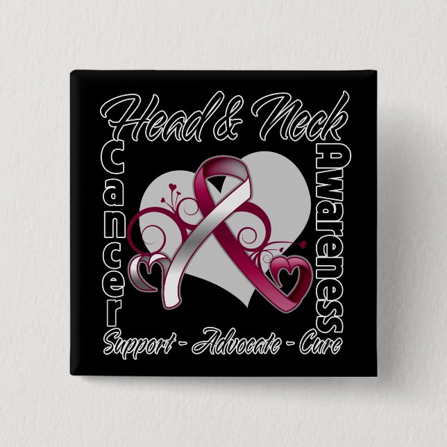 Heart Ribbon - Head and Neck Cancer Awareness Pinback Button (Front)