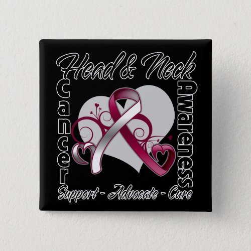 Heart Ribbon _ Head and Neck Cancer Awareness Pinback Button