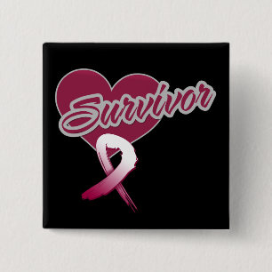 Heart Ribbon - Head and Neck Cancer Survivor Pinback Button