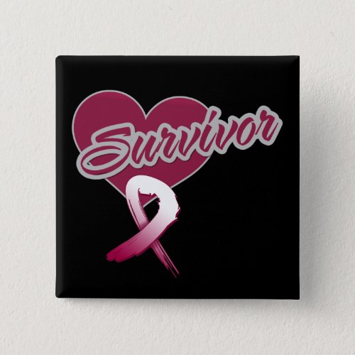 Heart Ribbon _ Head and Neck Cancer Survivor Pinback Button