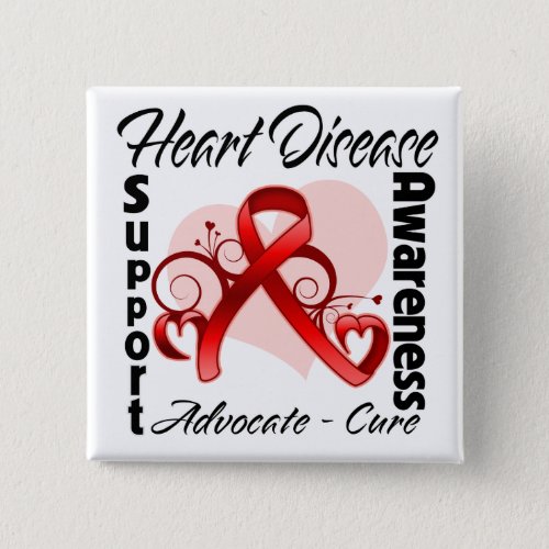 Heart Ribbon _ Heart Disease Awareness Button