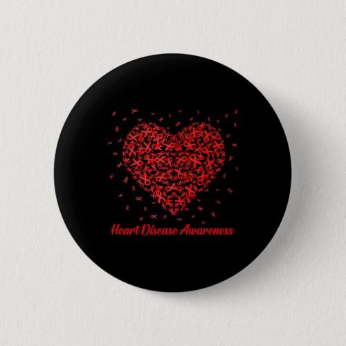 Heart Ribbon Heart Disease Awareness Gifts  Button