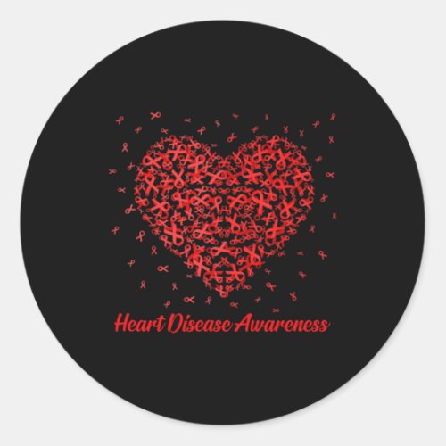 Heart Ribbon Heart Disease Awareness Gifts  Classic Round Sticker