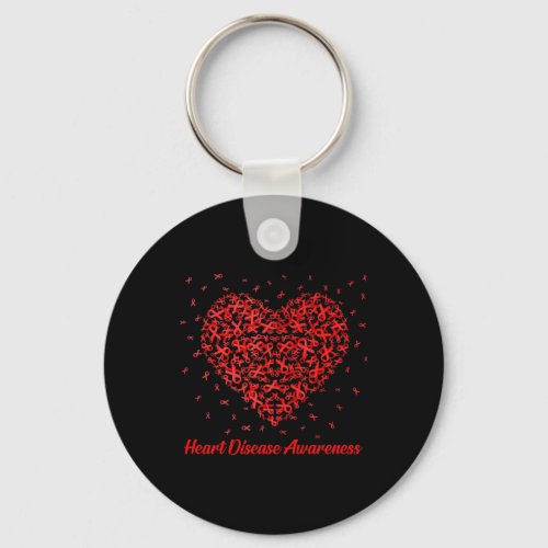 Heart Ribbon Heart Disease Awareness Gifts  Keychain