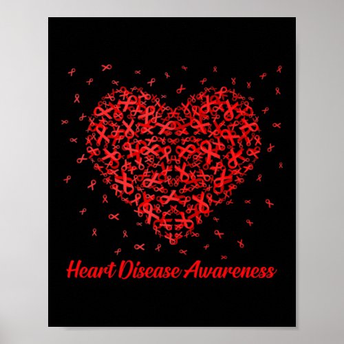 Heart Ribbon Heart Disease Awareness Gifts  Poster