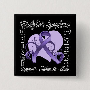 Heart Ribbon - Hodgkins Lymphoma Awareness Pinback Button