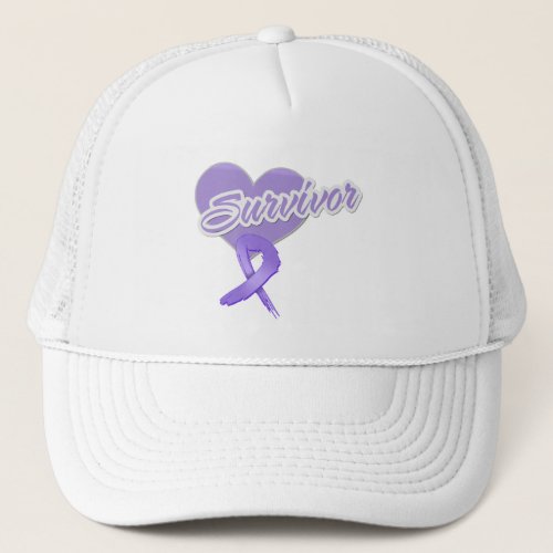 Heart Ribbon _ Hodgkins Lymphoma Survivor Trucker Hat