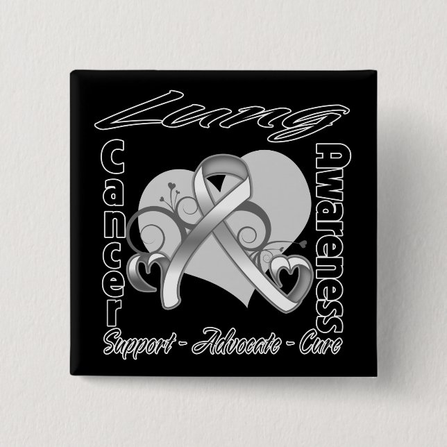 Heart Ribbon - Lung Cancer Awareness Pinback Button (Front)