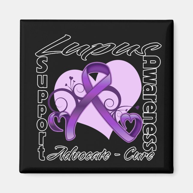 Heart Ribbon - Lupus Awareness Magnet (Front)