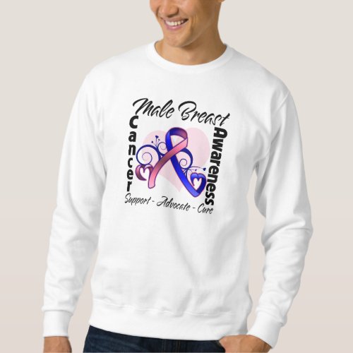 Heart Ribbon _ Male Breast Cancer Awareness Sweatshirt