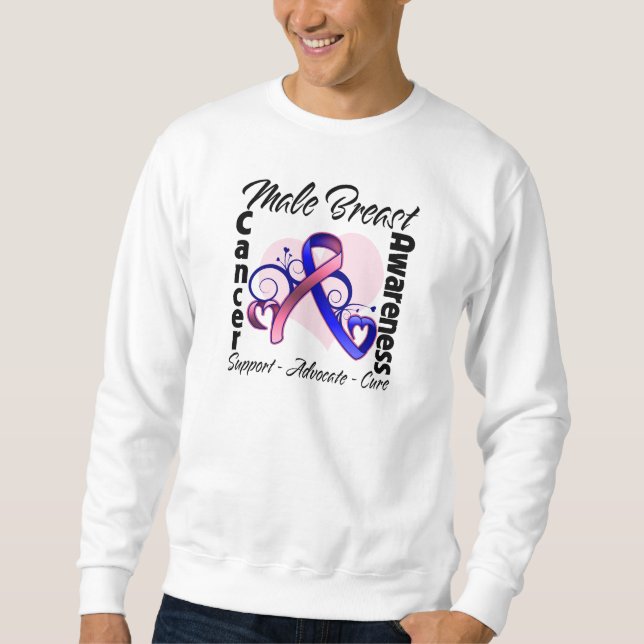 Heart Ribbon - Male Breast Cancer Awareness Sweatshirt (Front)