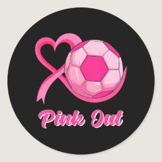 Heart Ribbon Soccer Pink Out Breast Cancer Classic Round Sticker