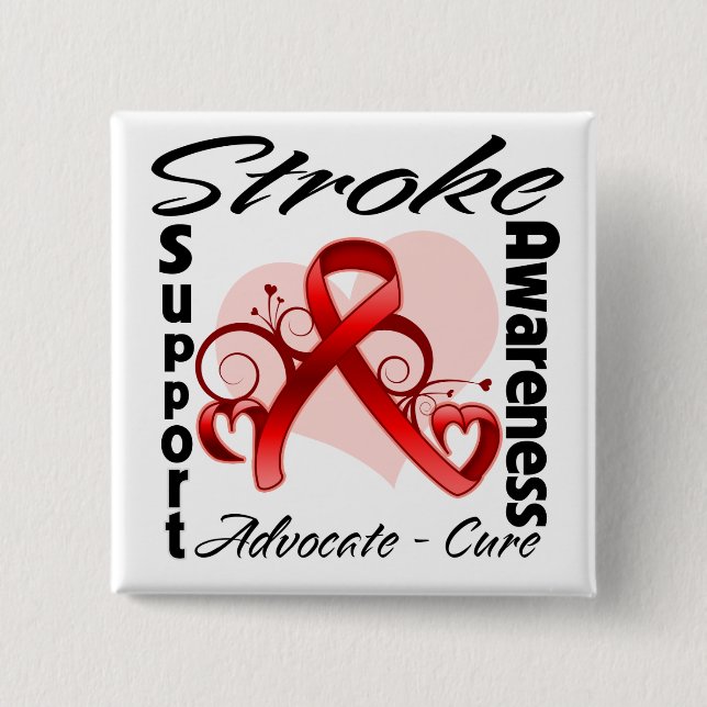 Heart Ribbon - Stroke Awareness Pinback Button (Front)