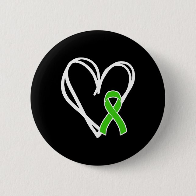 Heart Ribbon Support Mental Health Awareness Month Button (Front)