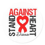Heart Ribbon v2 - Stand Against Heart Disease Classic Round Sticker