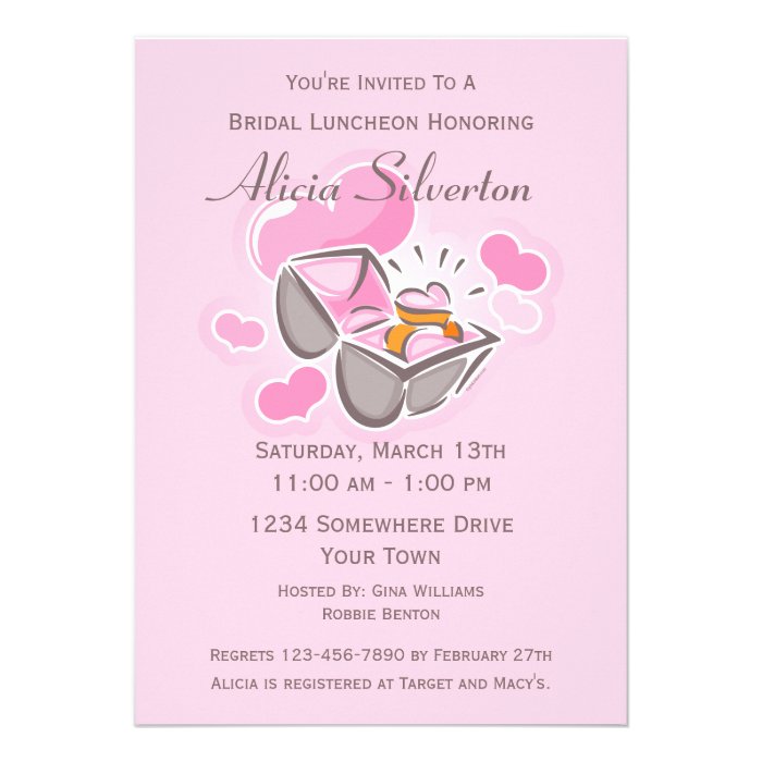 Heart Ring Custom Bridal Shower Personalized Invitation