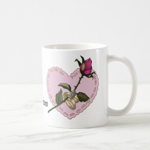 Heart Rings Rose Coffee Mug