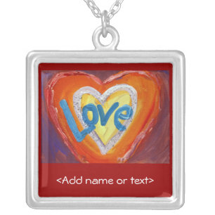 Heart Ripple Love Word Art Necklace Pendant