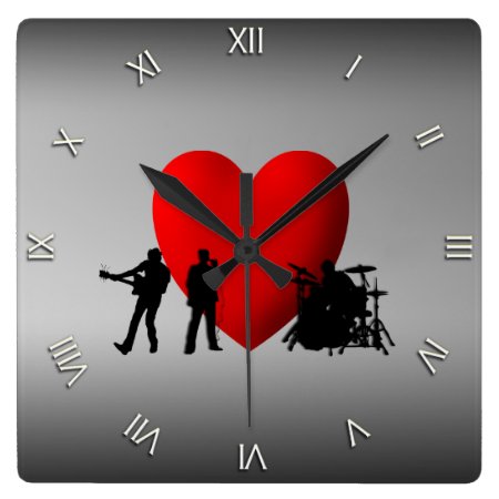 Heart Rock and Roll Wall Clock Roman Numerals