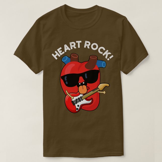 Heart Rock Funny Music Anatomy Pun T-Shirt (Design Front)