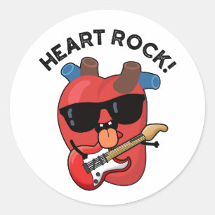 Heart Rock Funny Music Pun Classic Round Sticker