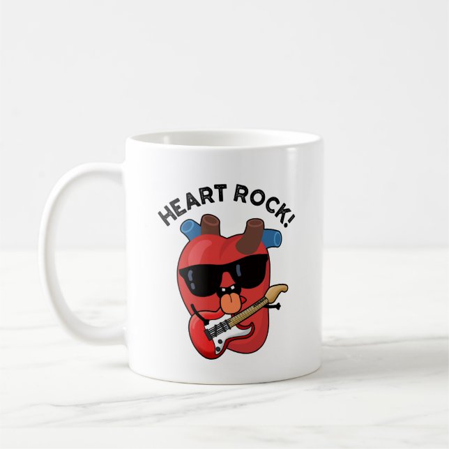 Heart Rock Funny Music Pun  Coffee Mug (Left)