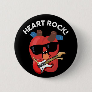 Heart Rock Funny Music Pun Dark BG Button