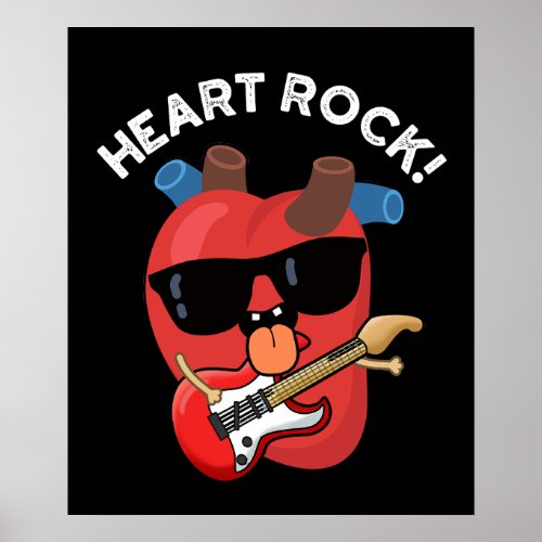 Heart Rock Funny Music Pun Dark BG Poster