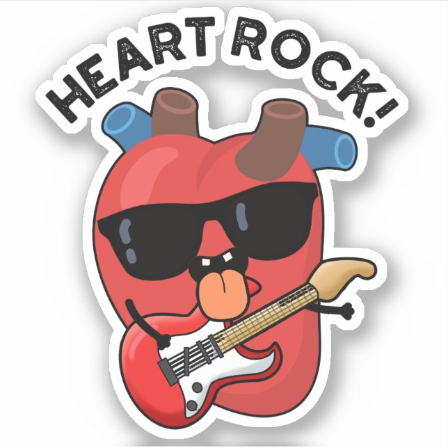 Heart Rock Funny Music Pun  Sticker (Front)