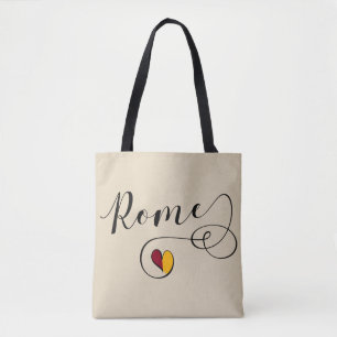 Heart Rome Flag Grocery Bag, Italian Tote Bag