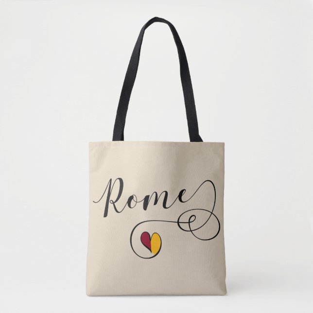 Heart Rome Flag Grocery Bag, Italian Tote Bag (Front)