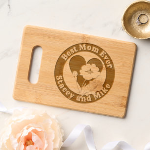 Heart & Rose Flower Personalized Engraved Cutting Board