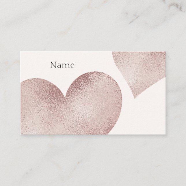 heart Rose Gold Glitter Business Card (Front)