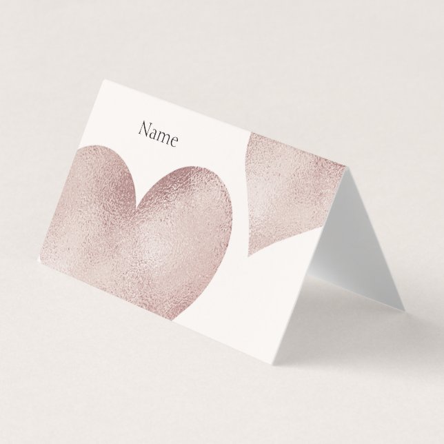 heart Rose Gold Glitter Business Card (Front)