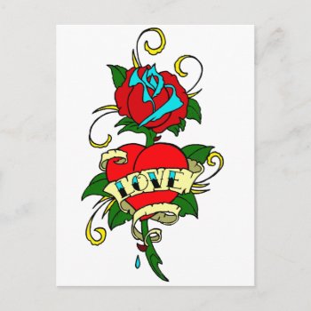 Heart  Rose  Love Postcard by silvercryer2000 at Zazzle